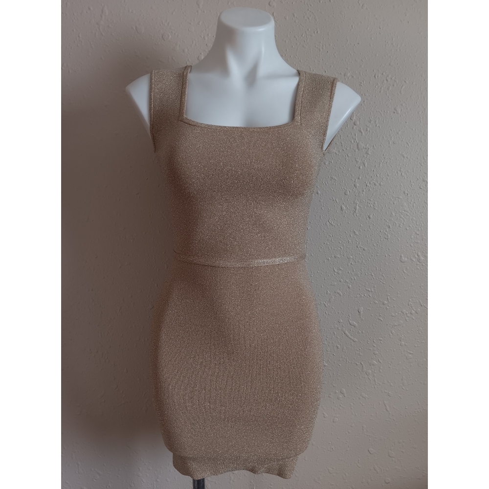 BCBGMaxAzria Shimmery Champagne Beige Mini Dress